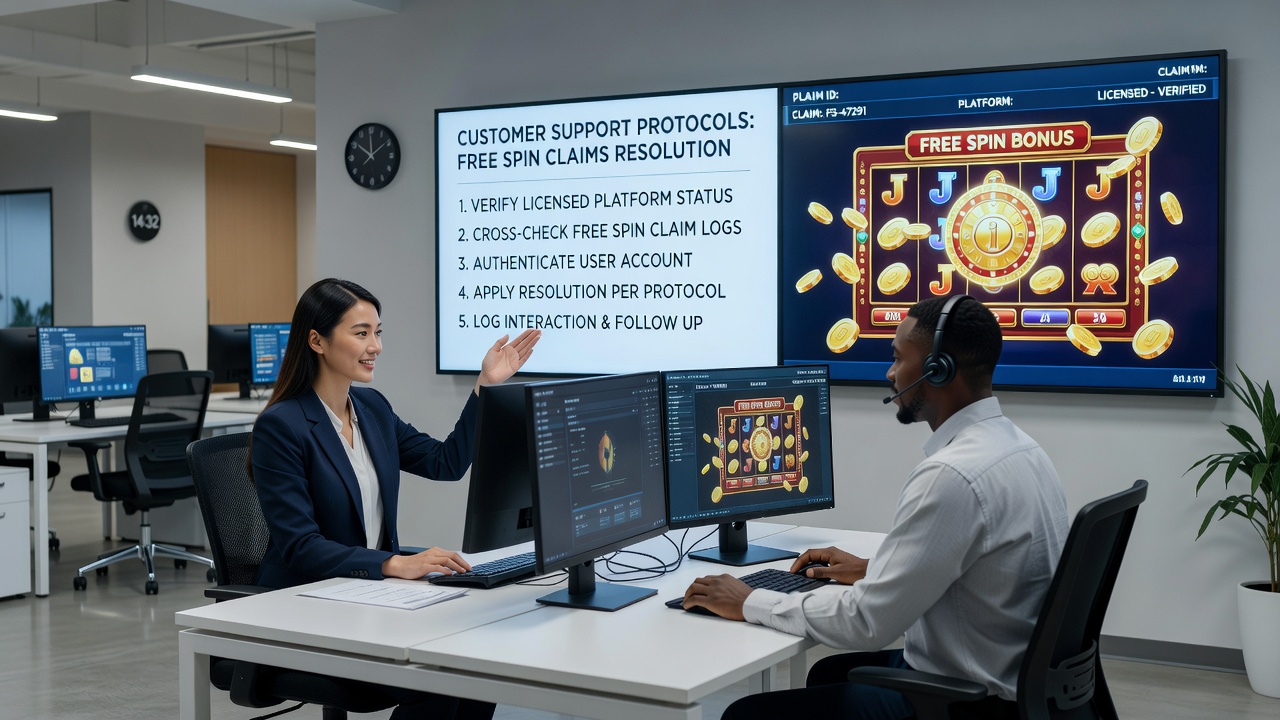 Mobiele slotmachine interface met gratis spins promotie en klantenservice chatvenster