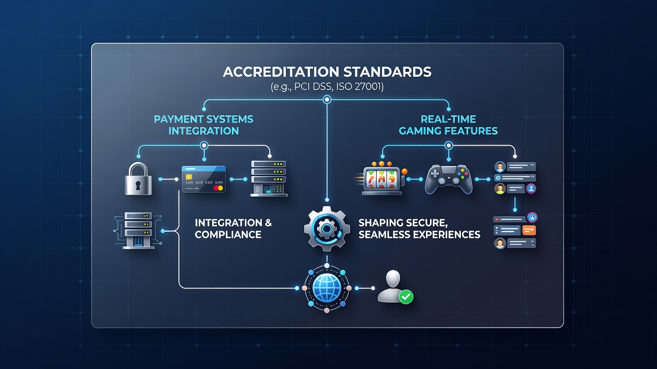 Technische weergave van mobiele betalingssystemen die real-time gamingfuncties ondersteunen via geaccrediteerde protocollen